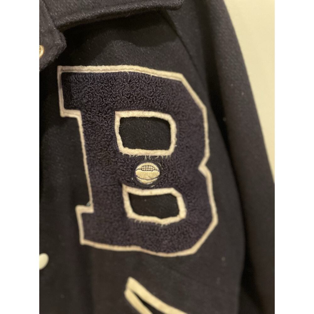 Vintage Felco Basketball Navy Wool Quilted Varsity Letterman Jacket Sz M/L - Picture 5 of 11